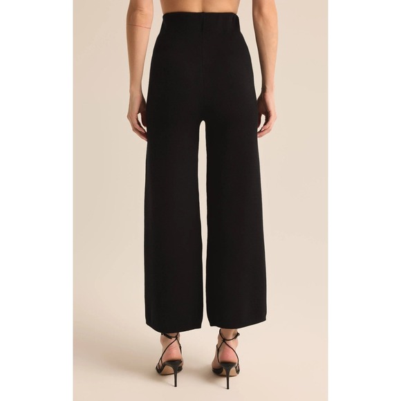 Z Supply Lush Birdseye Jacquard High Rise Ankle Pant Black ZP243896 Womens Large - Picture 2 of 4